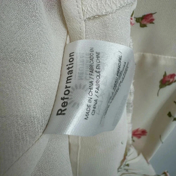 Reformation Alaina Dress $218 Florence Cream Pink Floral sz 0 B2153 - Picture 4 of 5
